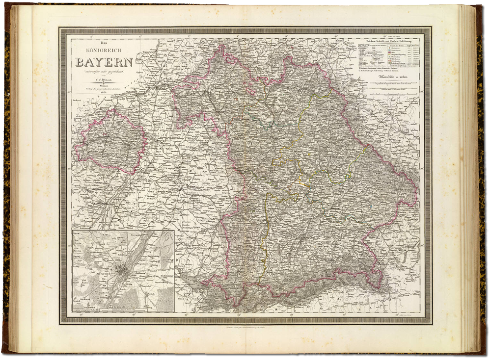 Kingdom of Bavaria, 1856, showing non-contiguous Pfalz