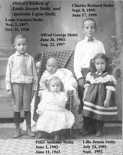 Children of Ludwig Josef “Louis” Stoltz (1866-1958) and Apolonia Luján (1872-1929)