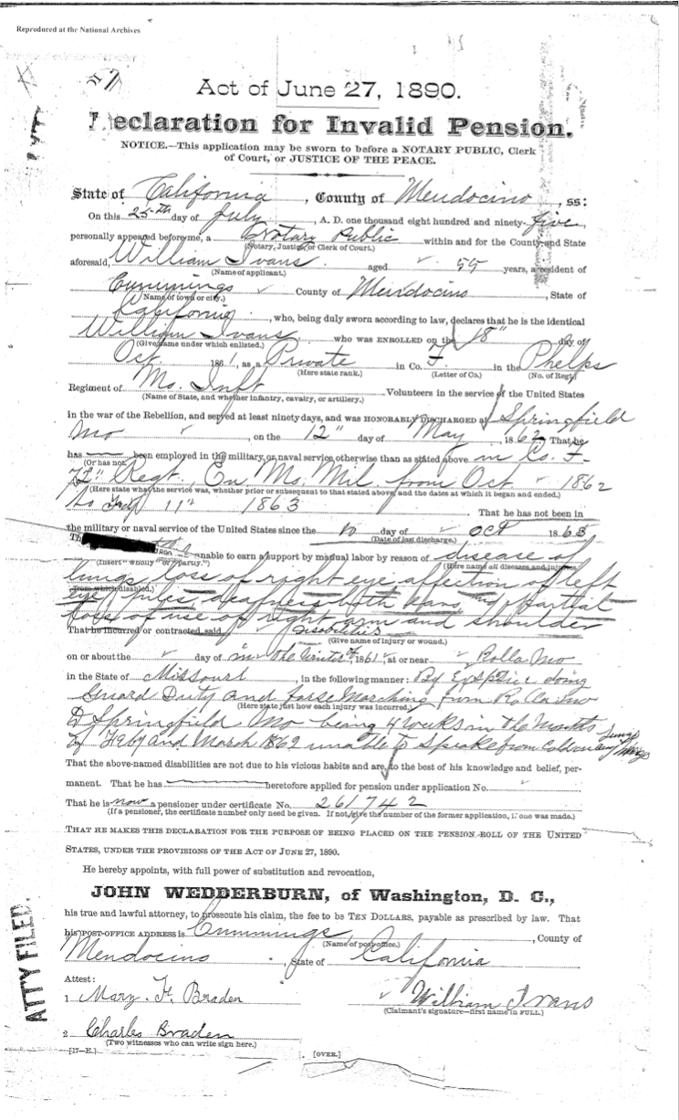William Ivans pension document 2a