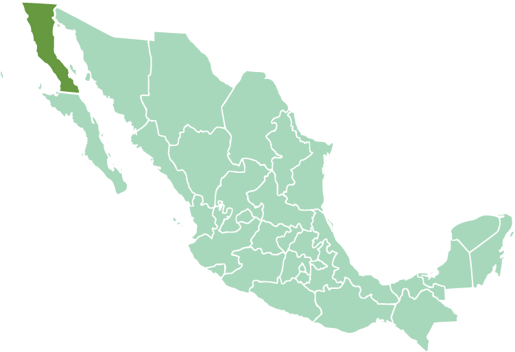 Location of Baja California in modern México