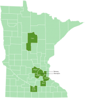 Location of counties in Minnesota significant in Stoltz family history