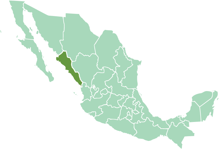 Location of Sinaloa state in modern México