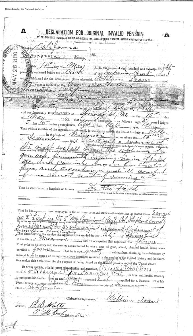 William Ivans pension document 1a