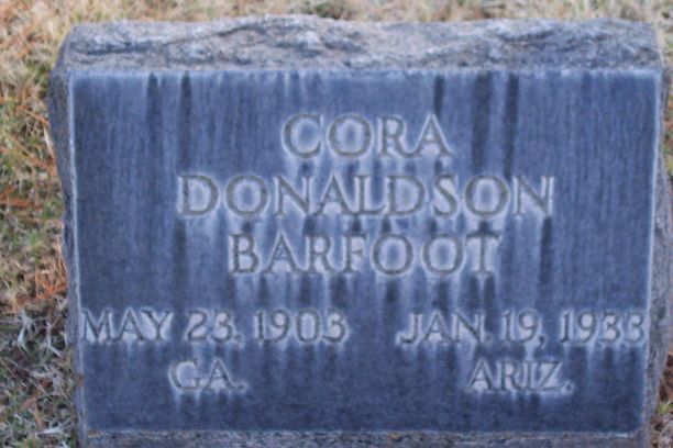 Grave of Cora Donaldson Wood Barfoot, courtesy findagrave.com