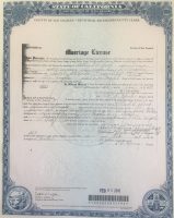 Los Angeles marriage certificate of Willard Wood and Lucille Alvarado
